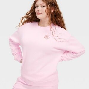 Embroidered Pink Crewneck Sweatshirt